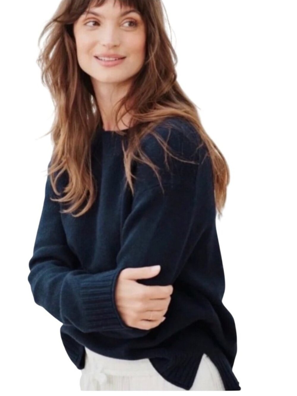 Jenni Kayne Navy blue Wool Cashmere Blend Everyday Sweater XS Crewneck quiet lux